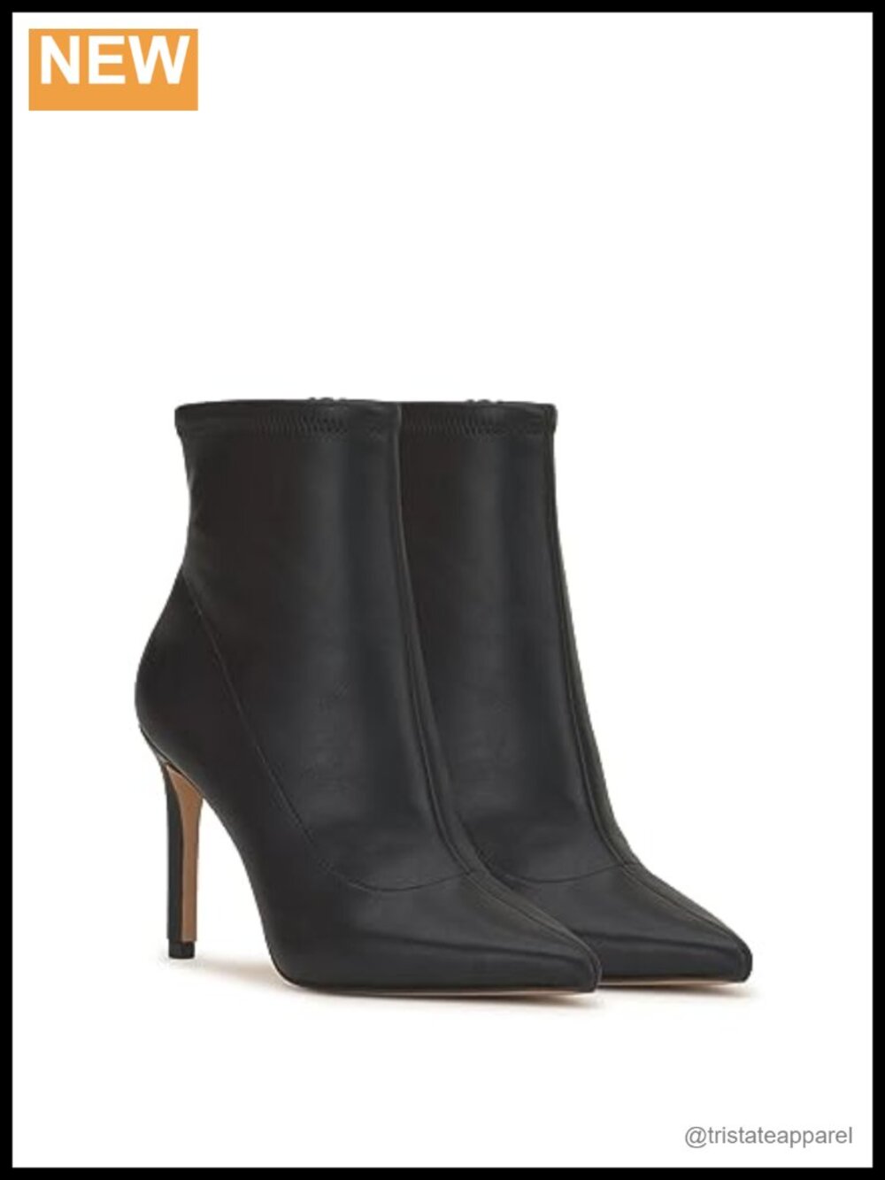 Faux Leather Pointed Toe Stiletto Heel Ankle Bootie Pull On